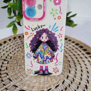Cute 'Lucky' Cartoon Girl IPHONE 16 PLUS Case in Multi-Color